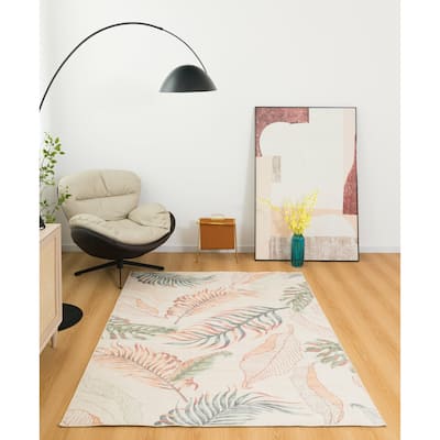 Florida Tropical Leaves Pattern Polyester Modern Area Rug