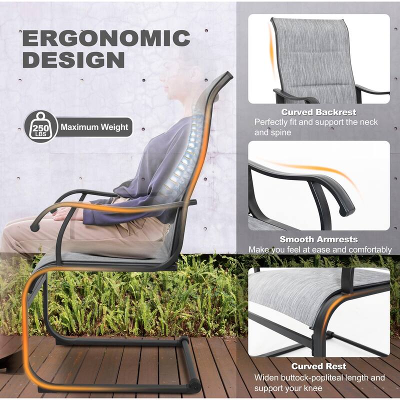 3-Piece Outdoor Bistro Set, Breathable Textilene, Durable Iron Frame