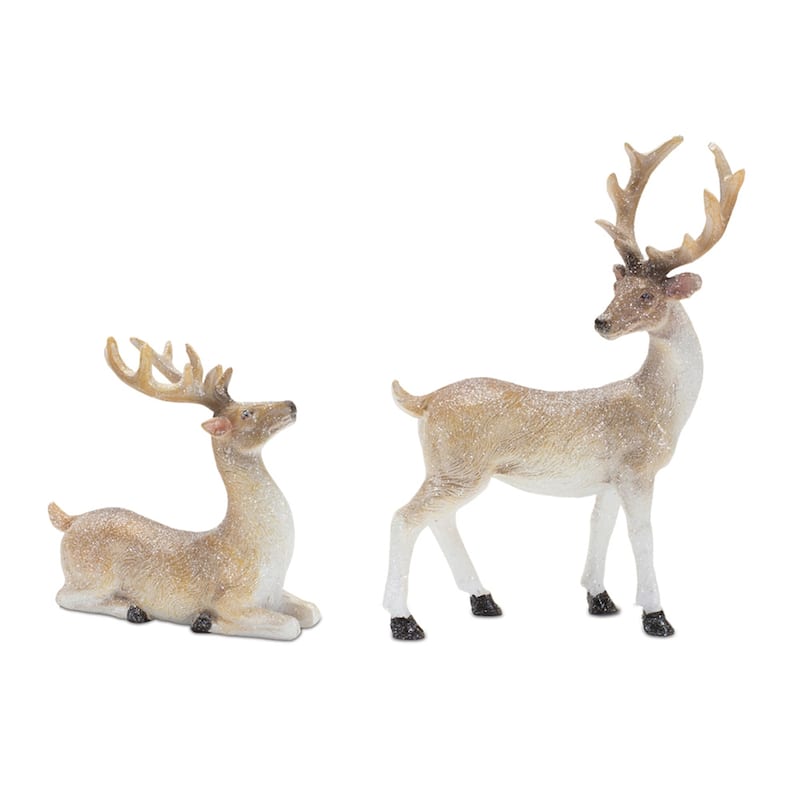 Glittered Mini Deer Christmas Figurines - 5.5" - Set of 6