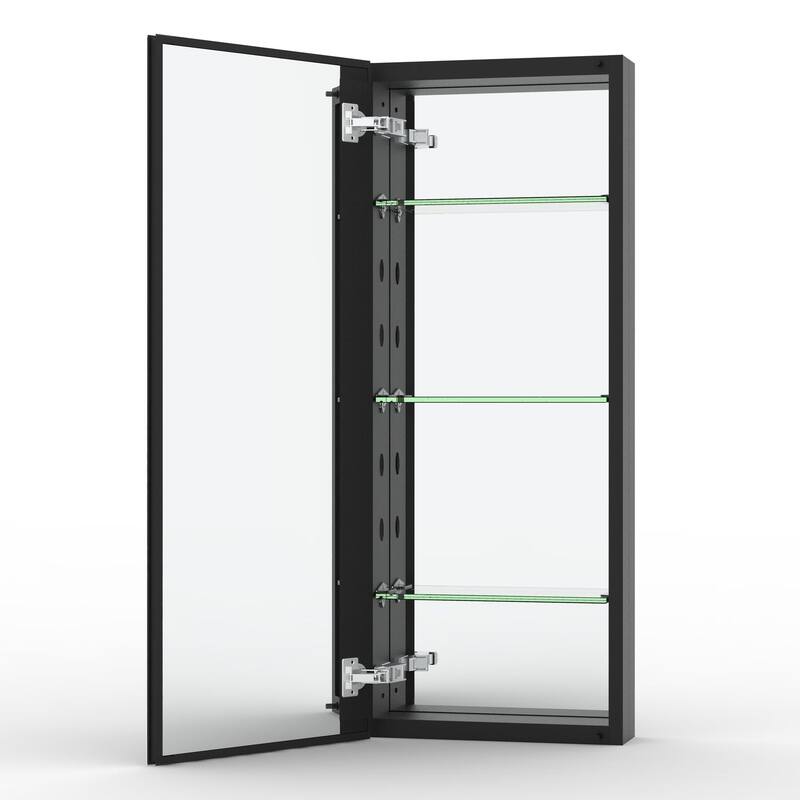 15" x 36" Rectangular Aluminum Surface Mount Medicine Cabinet with Mirror and Shelves - 15" x 36"