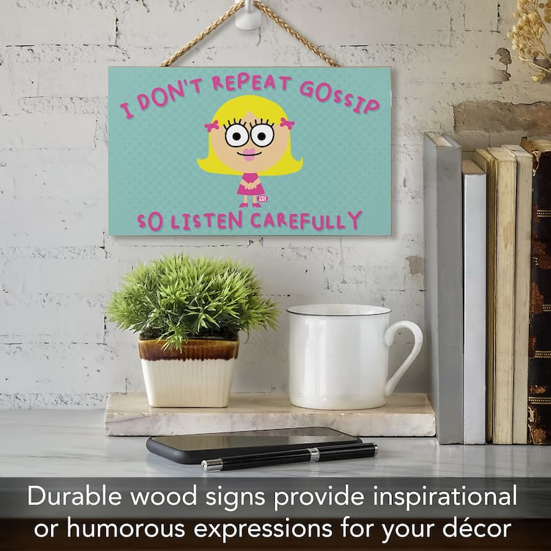 Gossip Hanging Wood Sign 9.5" x 5.75" Made in the USA - Multi