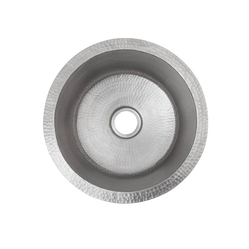 14-in Round Hammered Copper Bar Sink in Nickel w/ 2-in Drain Opening (BR14EN2)