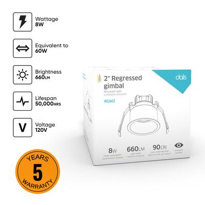 Dals Lighting 2 Inch Regressed Led Gimbal Downlight