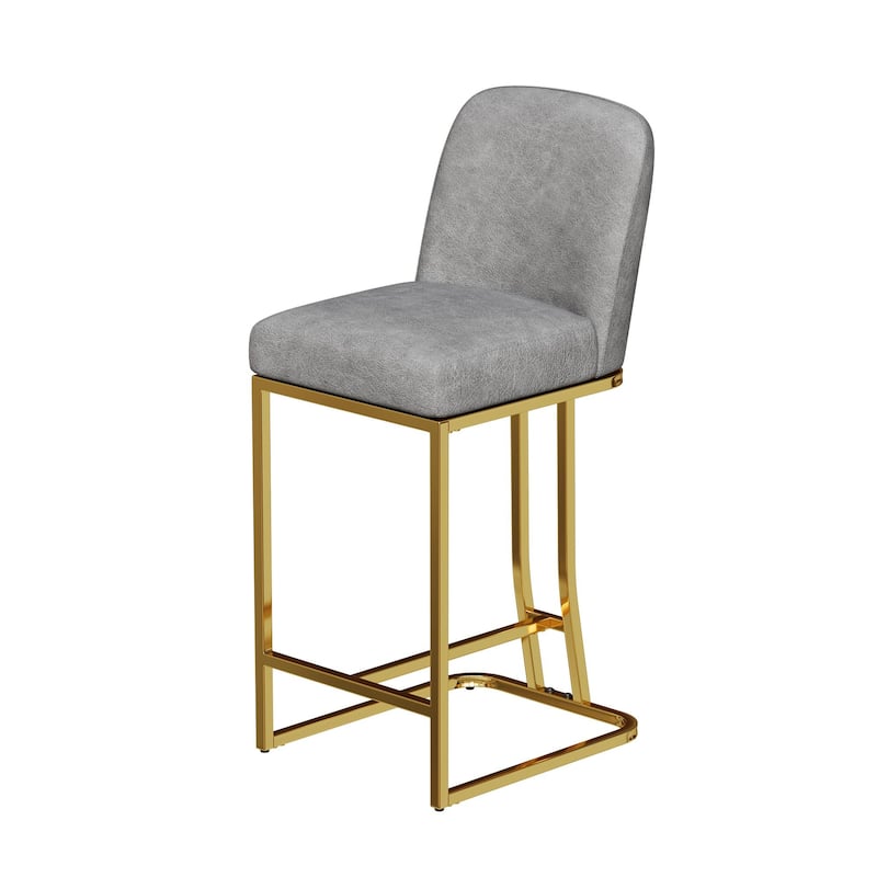 Bar Chairs Set of 2, Cushioned Bar Chairs with Metal Legs and Backrest