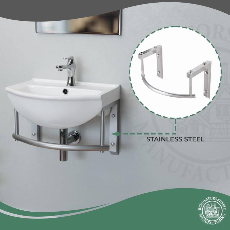 White Porcelain Wall Mounted Bathroom Sink with Faucet, Drain, Towel Bar and Overflow