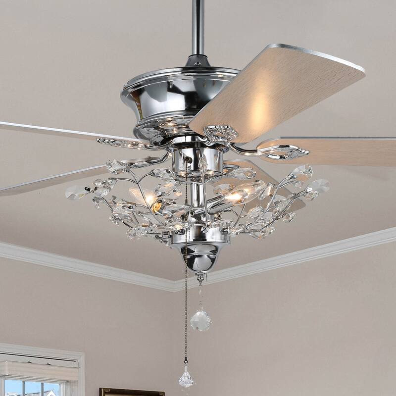 CurveCurio 52-In Classic Ceiling Fan with Light, Brach Shaped Light Shade, Remote Control and Pull Chain Control