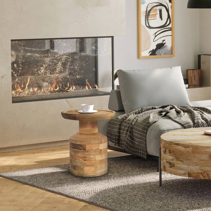WYNDENHALL Norbury 16 inch Wide Solid Mango Boho Accent Table & Assembled - Natural