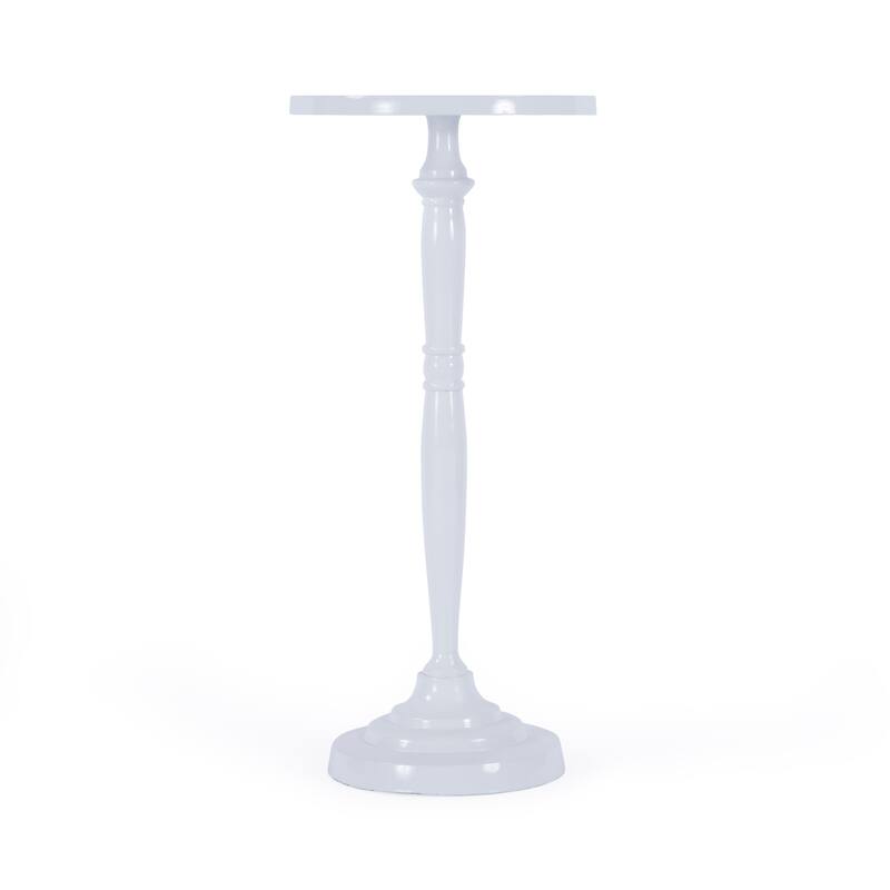 Landon Outdoor Round Metal Pedestal Side Table