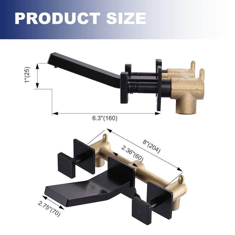 WOWOW Dual- Handle Waterfall Bathroom Wall-mount Faucet in Modern