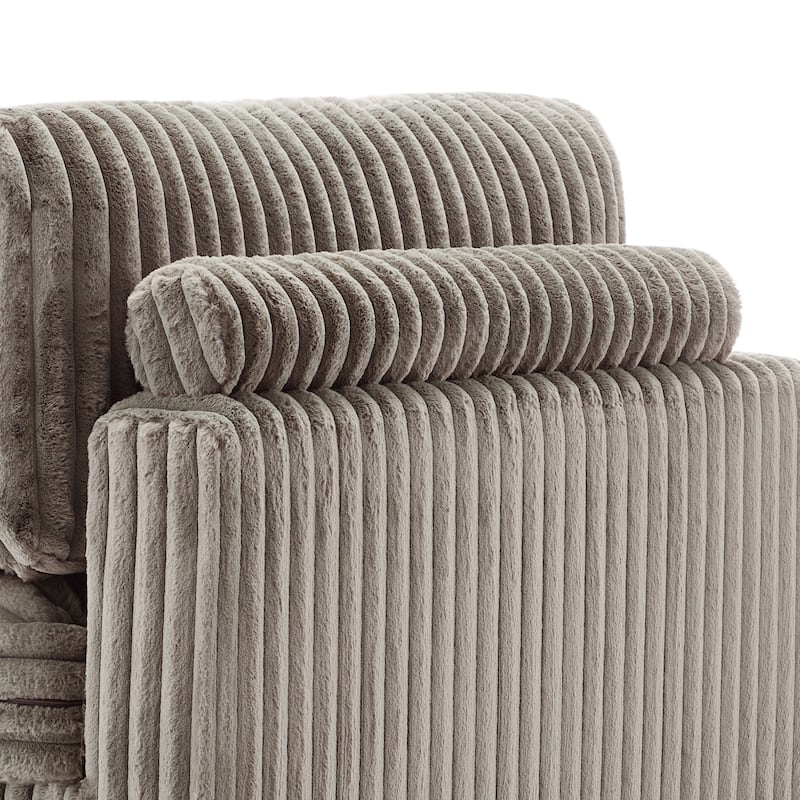 41" W Plush Corduroy Chaise Lounge with Pillows