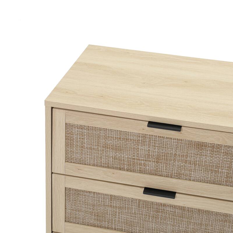 Rattan 3-Drawer Cabinet with Moisture-Proof Finish & Anti-Tipping Device for Safe Storage