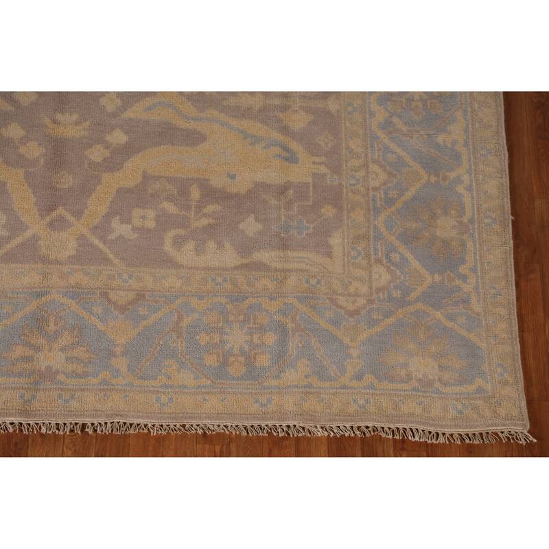 Earth Tone Brown Oushak Indian Area Rug Handmade Brown Wool Carpet - 7'11" x 9'9"