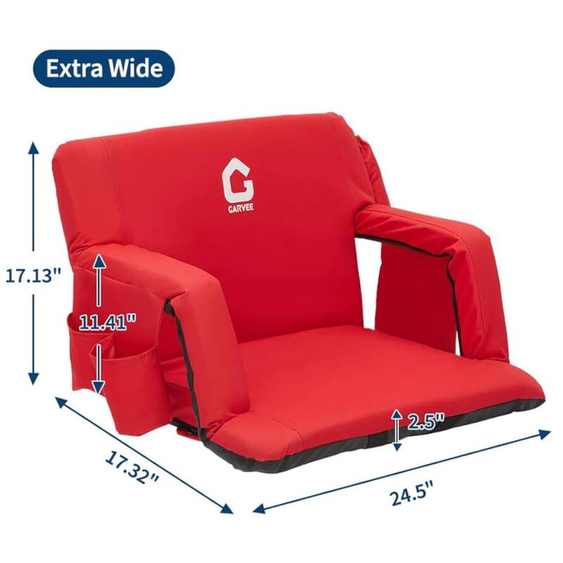 2 PCS 24.5" Reclining Bleacher Seat, Stadium Chair with Back Support Padded Cushion