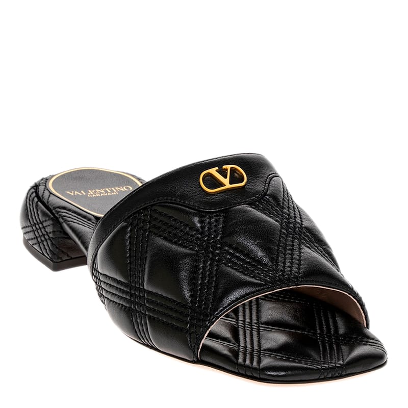 Valentino Vlogo Quilted Leather Slides - 39 EU