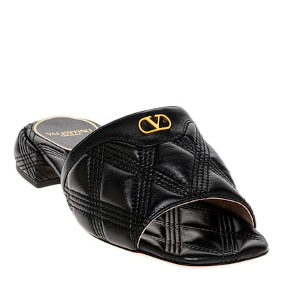 Valentino Vlogo Quilted Leather Slides