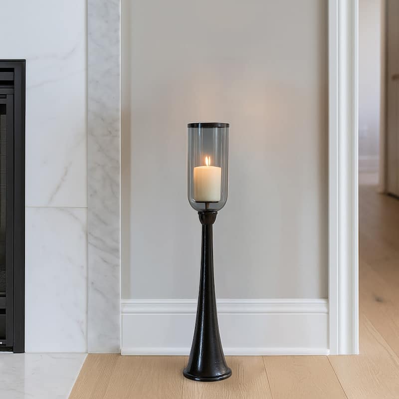 Modern Metal and Glass Floor Candle Stand for Pillar Candles