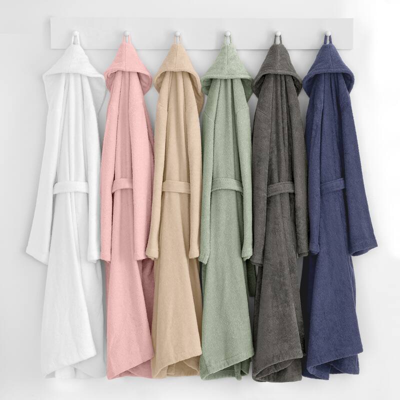 Authentic Hotel Spa Unisex Turkish Cotton Terry Cloth Bath Robe with single letter White Script Monogram