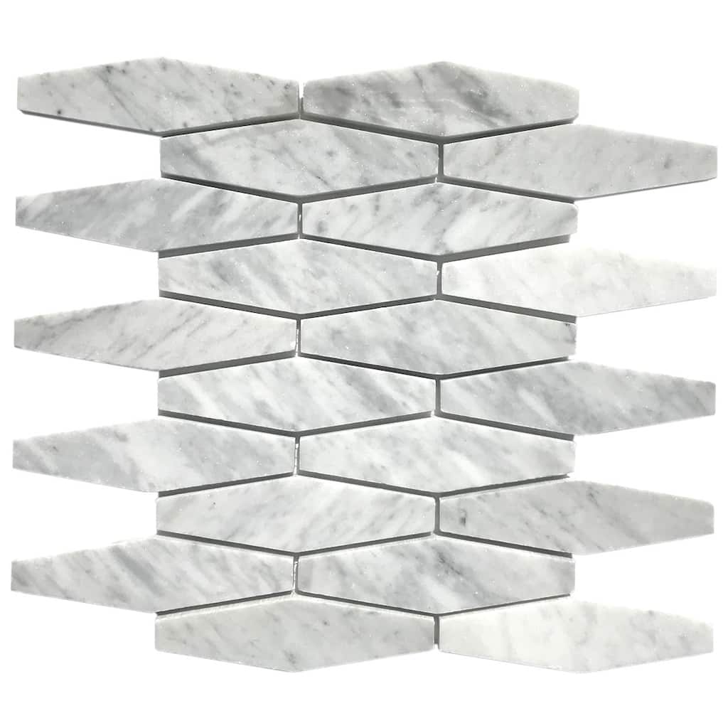 Carrara Marble Clipped Diamond Honed Mosaic Tile