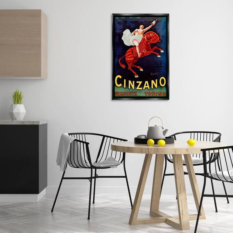 Stupell Cinzano Wine Advertisement Framed Floater Canvas Wall Art Design By Marcus Jules