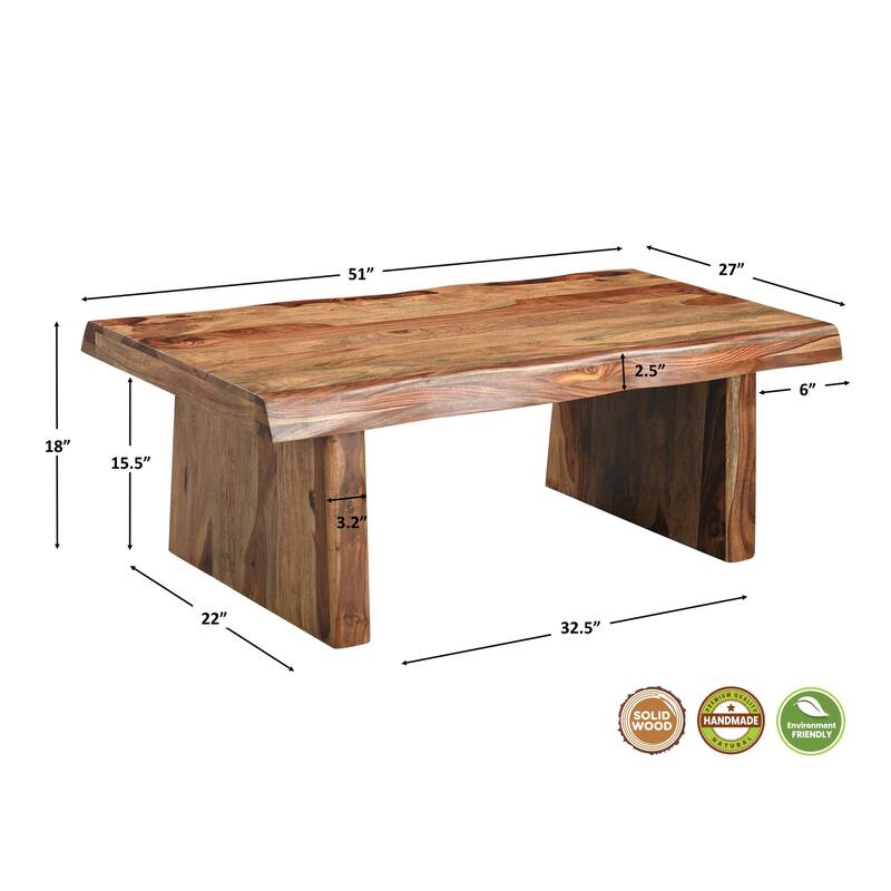 Avenue 2-piece Live Edge Solid Wood Living Room Table Set