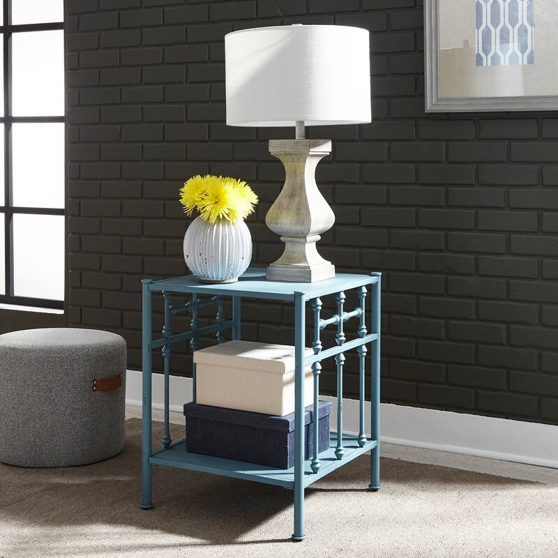 Vintage Series Distressed Metal Open Nightstand - Black