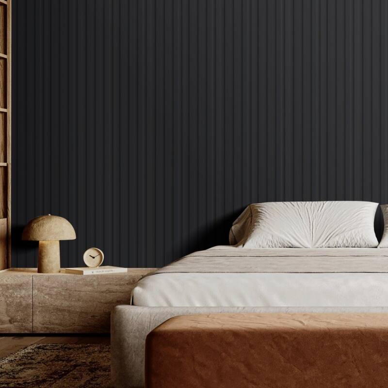 34.8 Sq Ft WPC Acoustic Wall Panels 8 Pieces Fire-Resistant Slat Design for Soundproof Room Decor - 96.5" x 6.5" x 0.35"