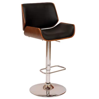 24" Adjustable Height Swivel Bar Stool with Padded Faux Leather Seat and Chrome Base for Kitchen - 46”H x 20”W x 19”D