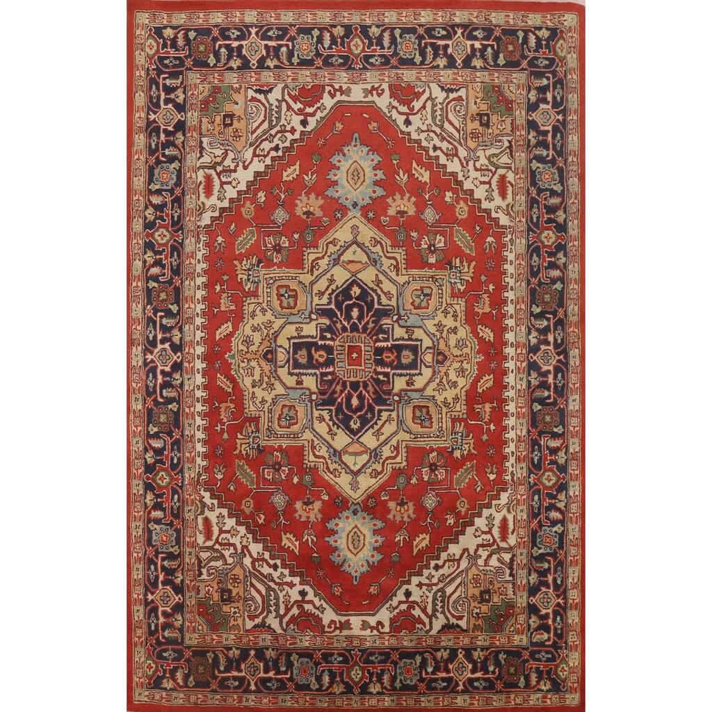 Heriz Geometric Hand Tufted Area Rug Oriental Wool Carpet