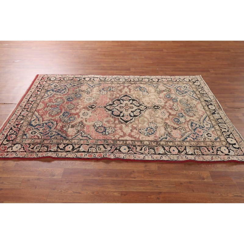 Mahal Antique Persian Area Rug Handmade Wool Carpet - 4'3"x 6'5"
