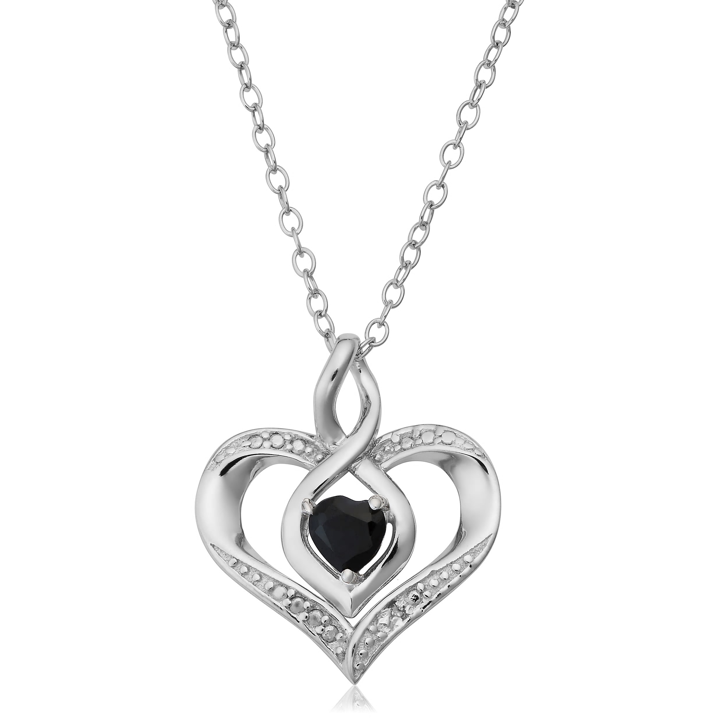 White Ice Sterling Silver Heart Shaped with Flower Center Diamond Necklace 18