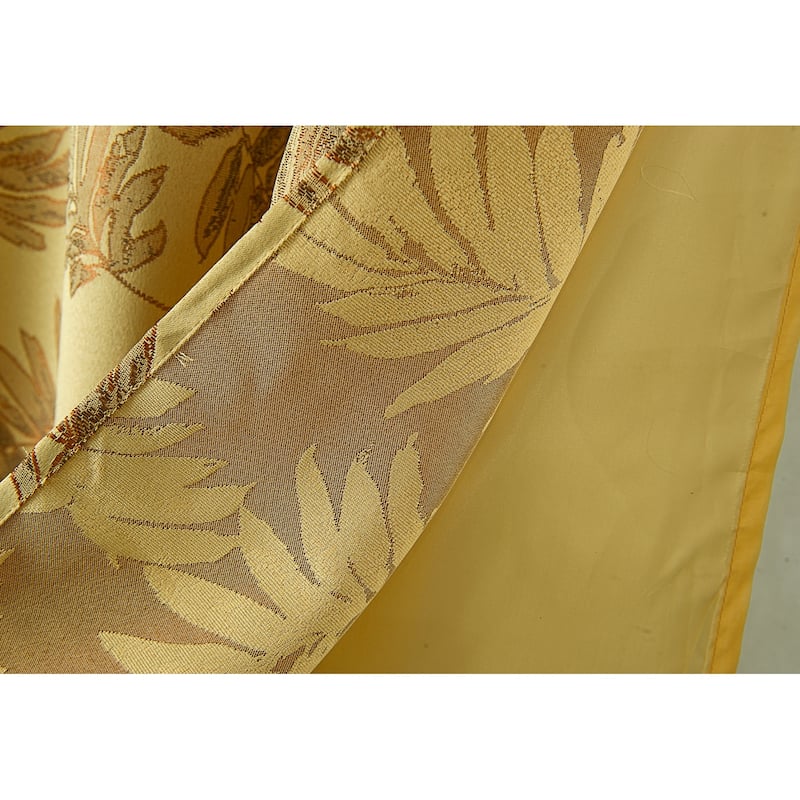 Gracewood Hollow Bao Textured Floral Jacquard Single Rod Pocket Curtain Panel w/ Attached 18-inch Valance - 54 x 84 in.