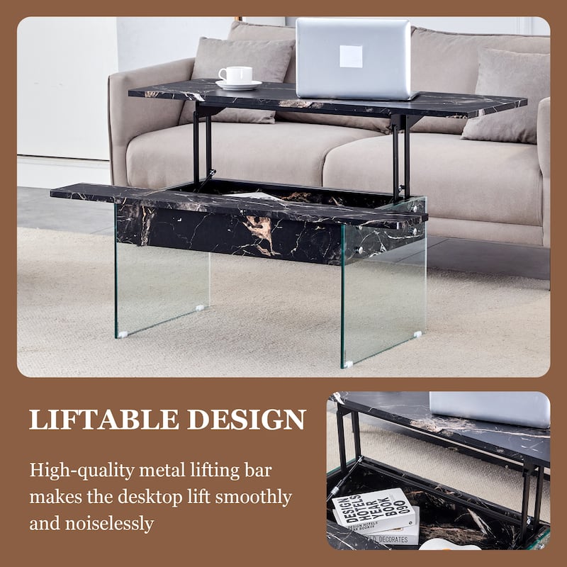 Modern Multifunctional Lift Coffee Table with Storage Space, Non-slip Feet and Lift Top, for Living Room