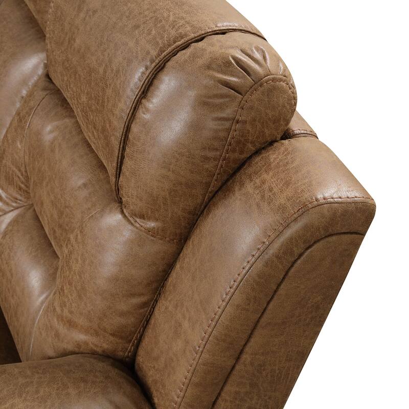 Furniture of America Charlestly 2-Piece Brown Faux Leather Sectional and Recliner Set