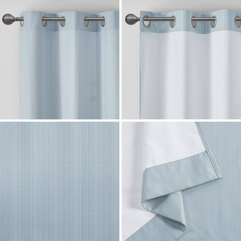 Basketweave Room Darkening Curtain Panel Pair(2 Pcs Window Panels)