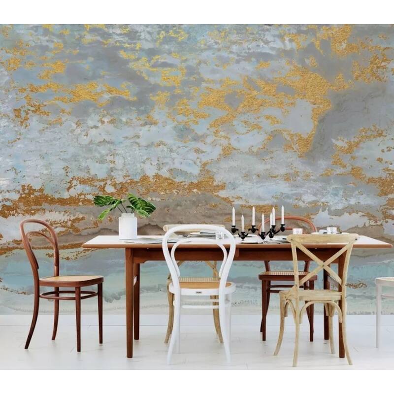 GK Wall Design Marbling Gold Brush Splash Modern Removable Wallpaper