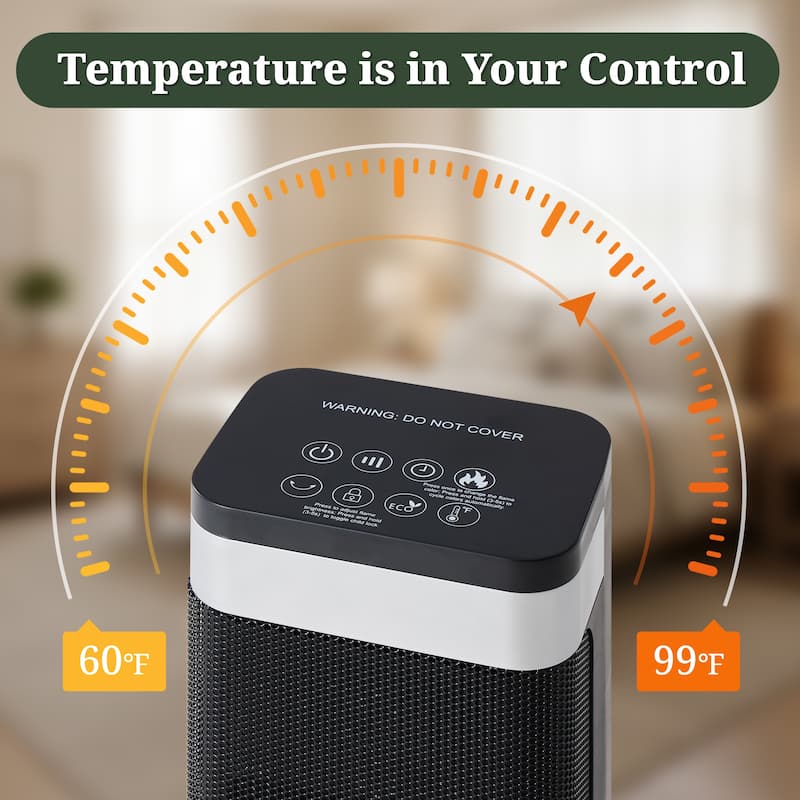 Space Heater, Electric Heaters with Thermostat and Remote, 1500W PTC Ceramic Fast Safety Heat for Office Bedroom Home
