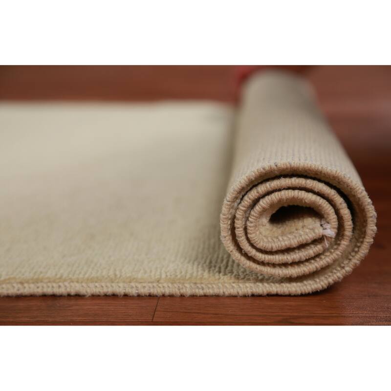 Hand Knotted Oriental 100% Wool Carpet Modern Solid Green Gabbeh Runner Rug - 9' 10'' X 3' 2''