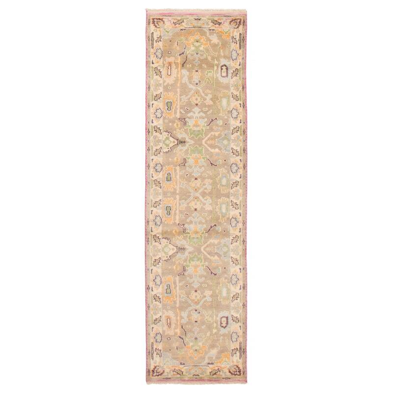 ECARPETGALLERY Hand-knotted Modern Oushak Taupe Wool Rug - 2'7 x 9'10 - Taupe - 2'7 x 9'10