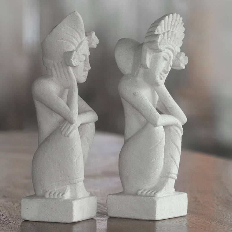 Novica Handmade Jegeg And Bagus Sandstone Sculptures (Pair)