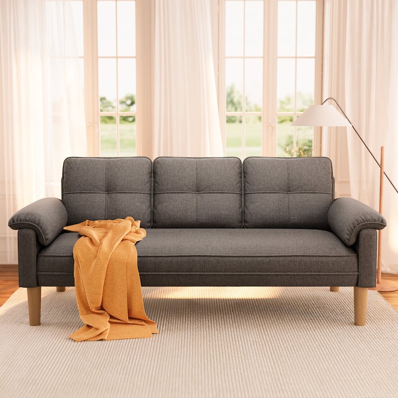 3-Seater Modern Upholstered Sofa, Convertible Sofa, Sofa Bed with Sturdy Wooden Legs for Living Room