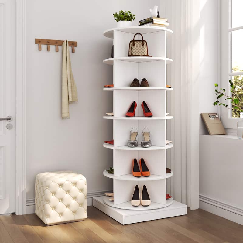 Spinning Shoe Display Cabinet, 6-Tier Rotating Shoe Rack Tower Organizer for Home Office Saves Space and Keeps Tidy