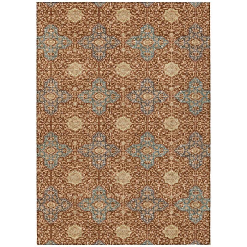 Machine Washable Indoor/ Outdoor Traditional Columbus Chantille Rug