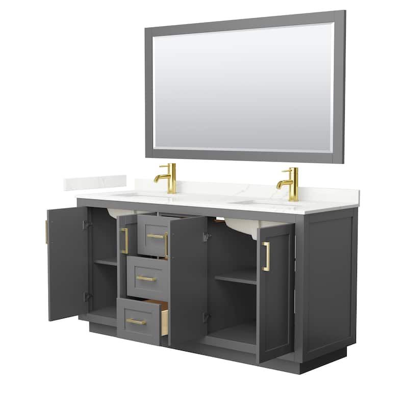Miranda 66-inch Double Vanity, Quartz Top, 58-inch Mirror