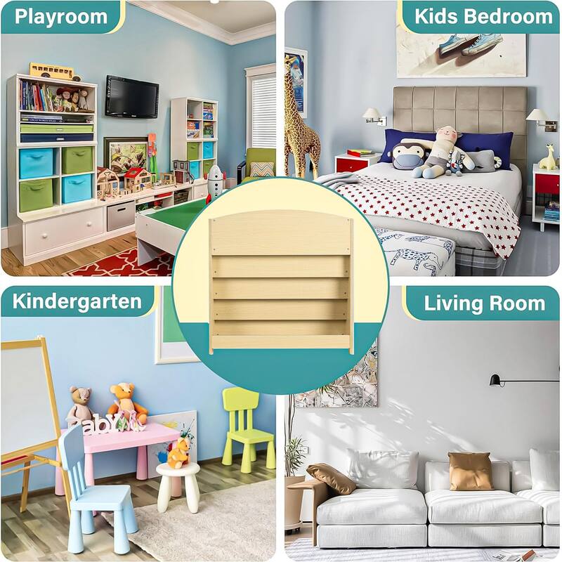 Mcow 5-Tier Kids Wooden Children Book Rack