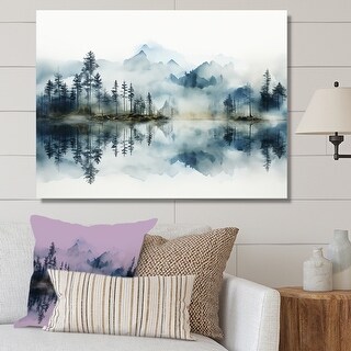 Designart "Double Exposure Mountain Fog Paradise" River Wall Art Canvas ...