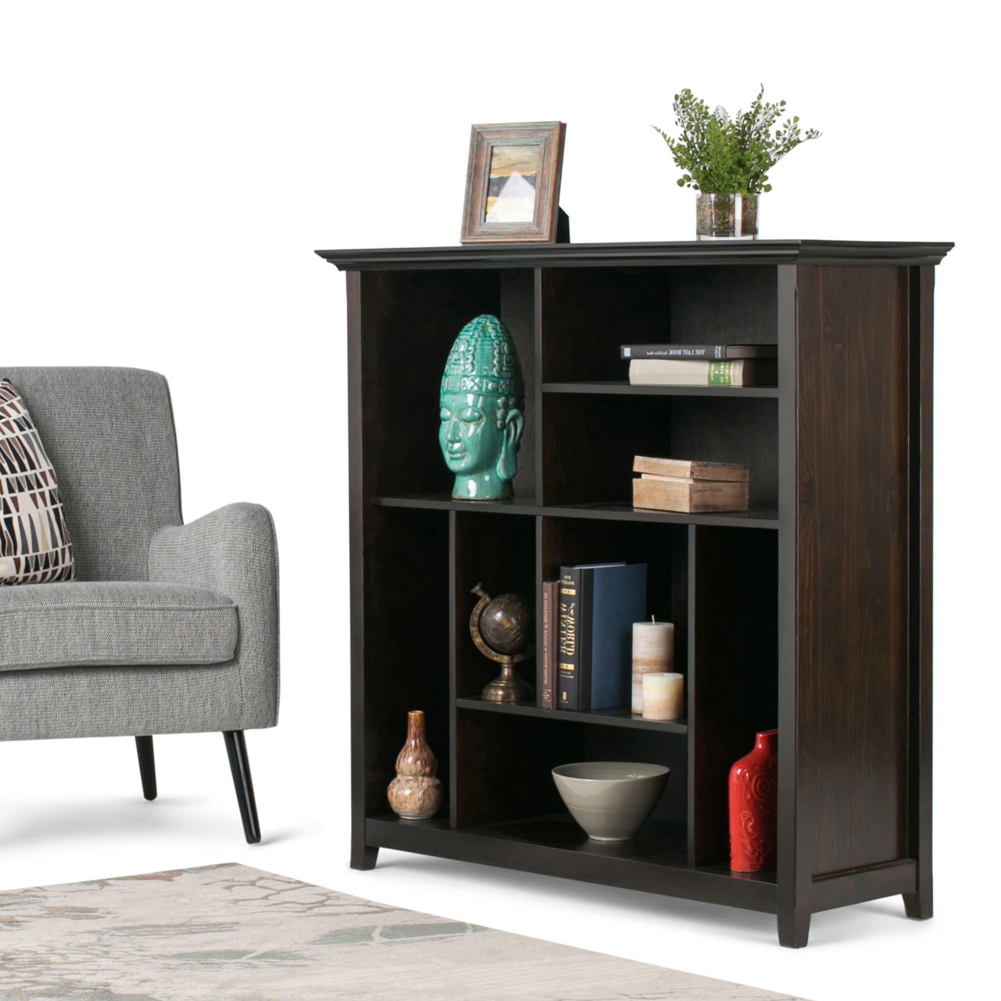 WYNDENHALL Halifax SOLID WOOD 44 inch x 44 inch Transitional Multi Cube Bookcase and Storage Unit - 44"w x 15.75"d x 44"h