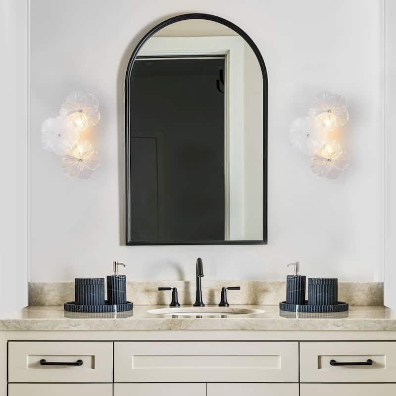 Modern Elegant Clear and Frosted Bubble Glass Flower Petal Wall Sconce
