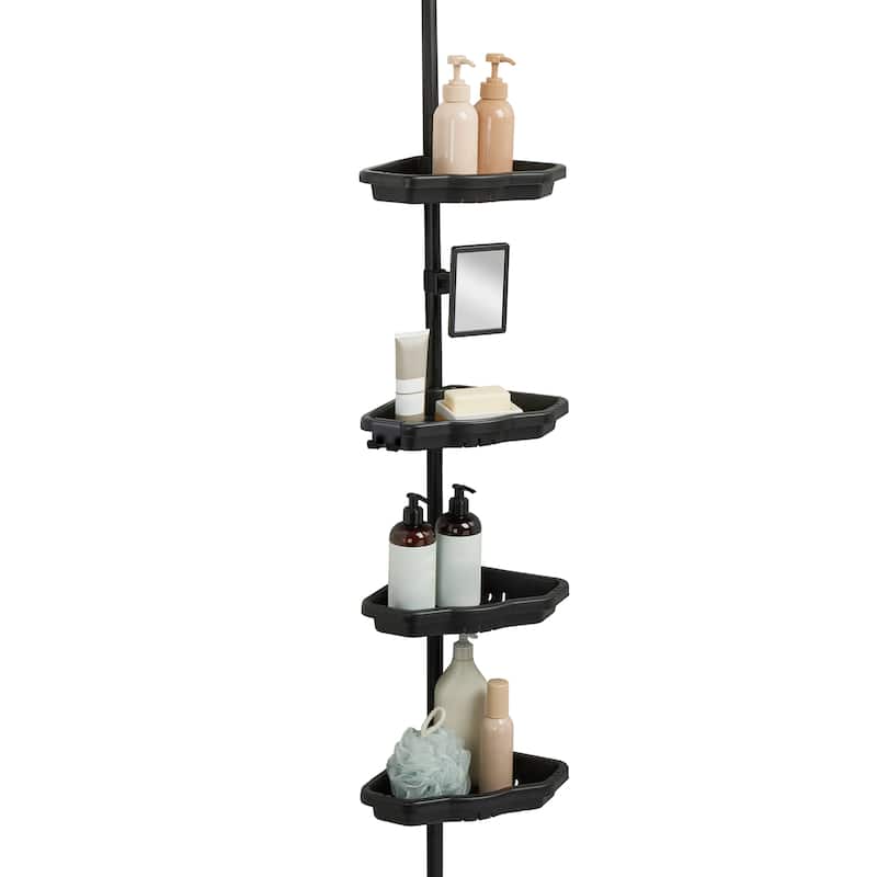 Bath Bliss 4 Tier Corner Shower Organizer in Black - Black