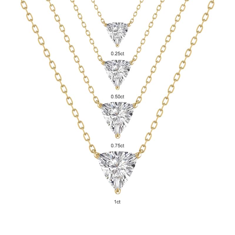 Marquee Lab Grown 1/2 Carat Floating Trillion Shaped Diamond Solitaire Pendant in 14K Yellow Gold