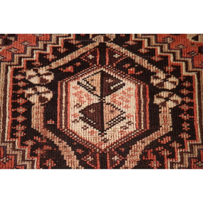 Tribal Shiraz Persian Antique Area Rug Hand-Knotted Coral Wool Carpet - 3'5"x 4'9"